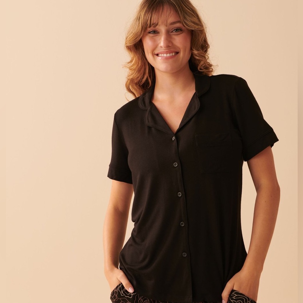 La Vie En Rose Short-sleeved blouse in soft jersey - Picture 1 of 6